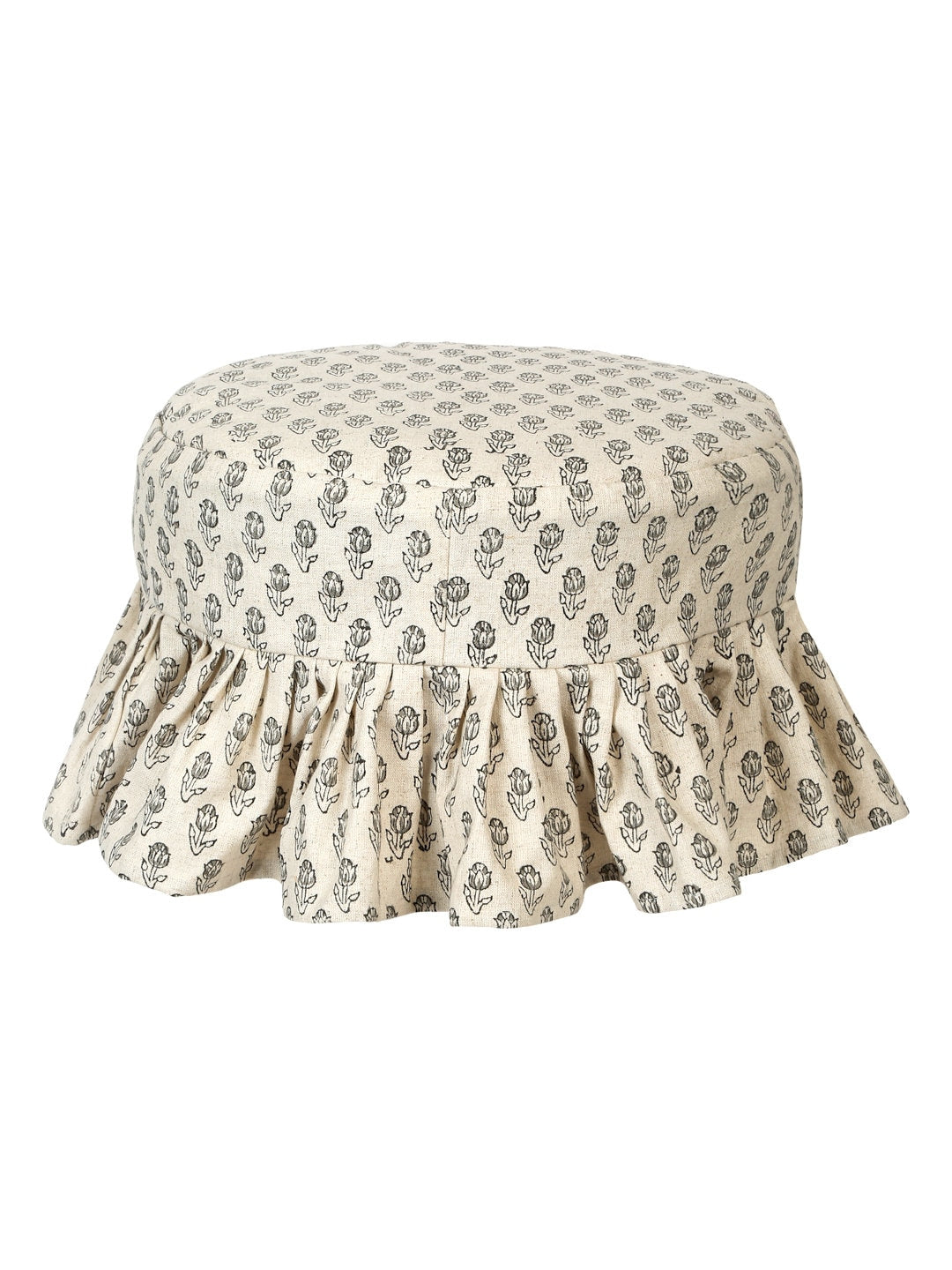Hand Block Printed Floral Barstool Cover: | Custom Linen Chair Cover | Hand Block Printed Slipcover for Bar Stool | Dining Decor
