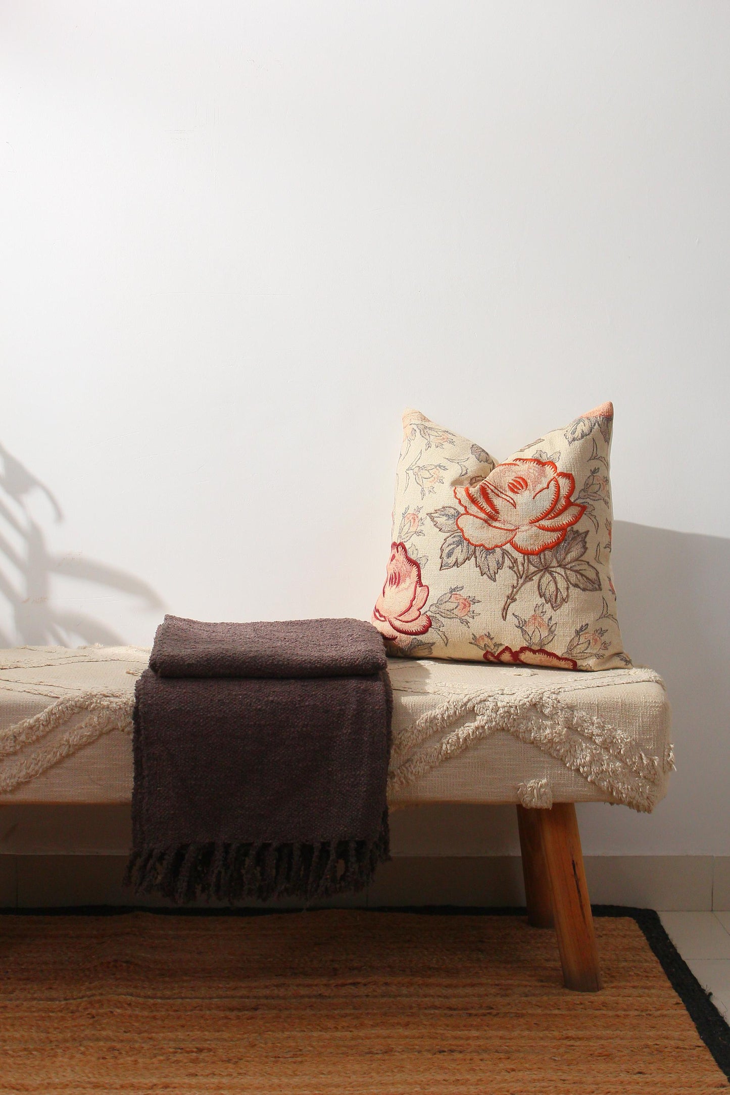 Reversible Brown Boho Throw Blanket: Handloom Organic Cotton (68x52)