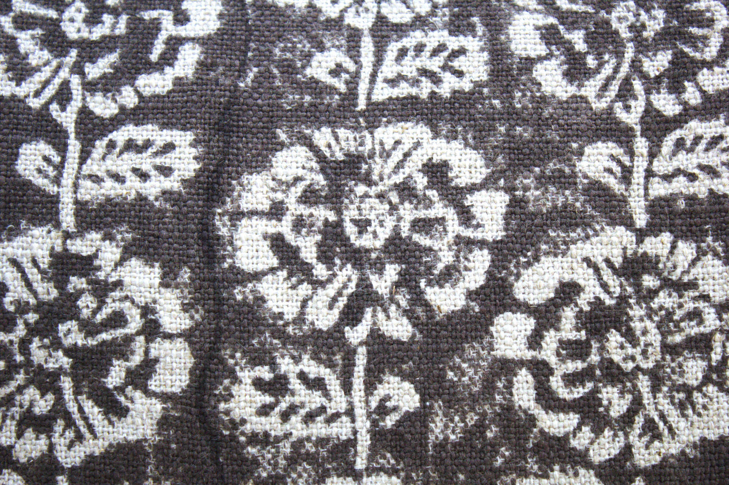 Hand Block Printed Linen Pillow Cover, Choco Brown Floral, Boho Farmhouse