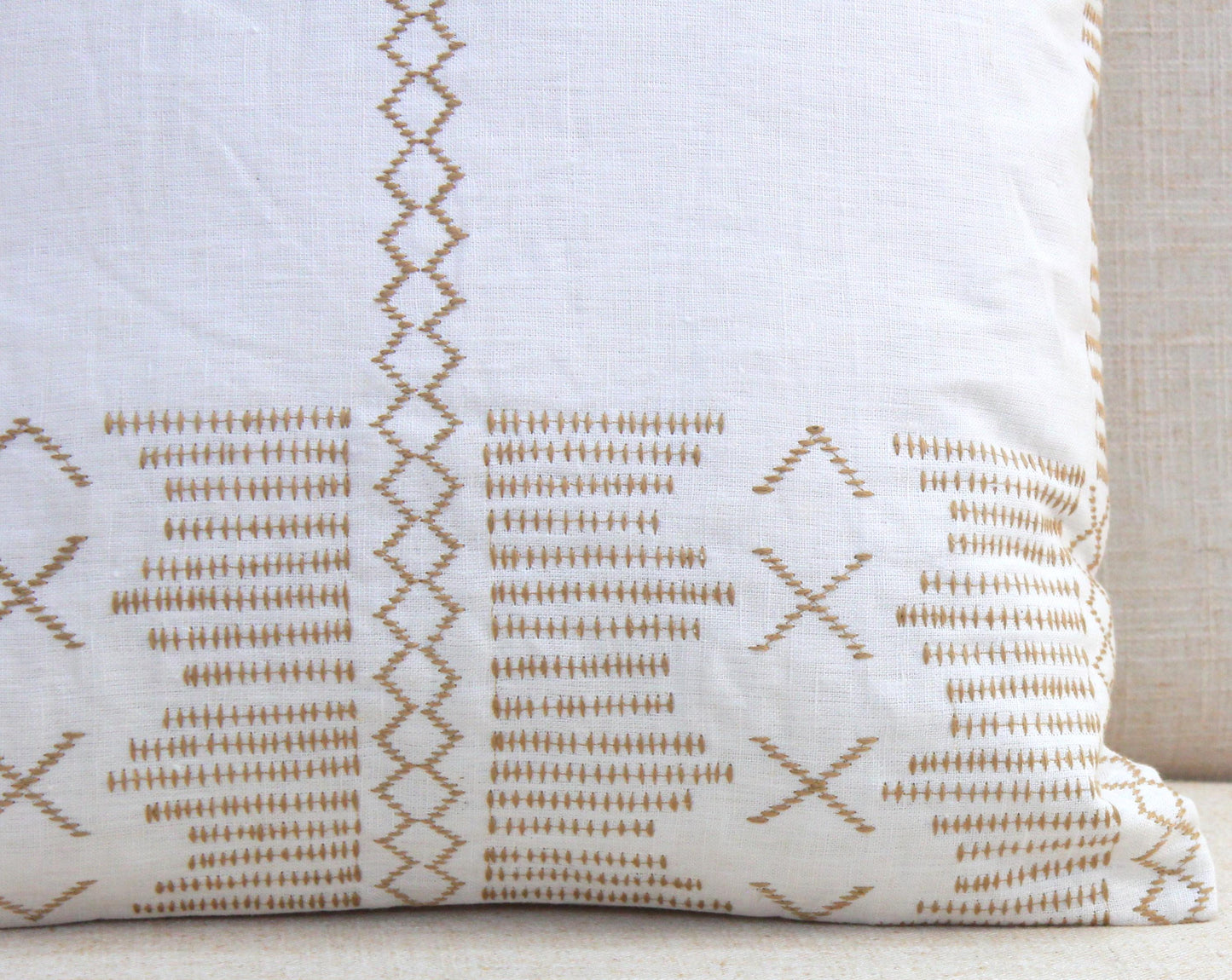 Set of 2 Linen Pillow Cover 18x18, Boho Neutral Throw Pillow
