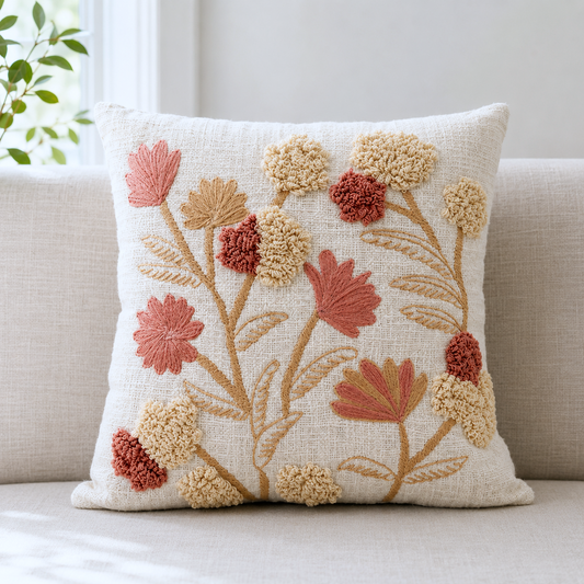 Roselle Bloom Cotton Pillow Cover