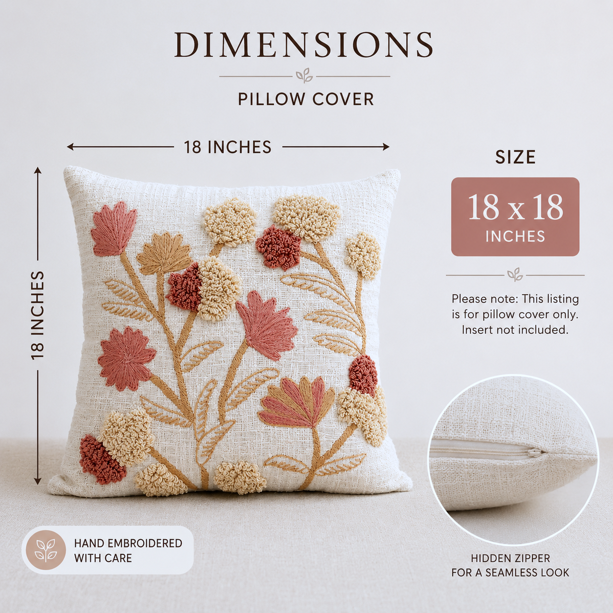 Roselle Bloom Cotton Pillow Cover