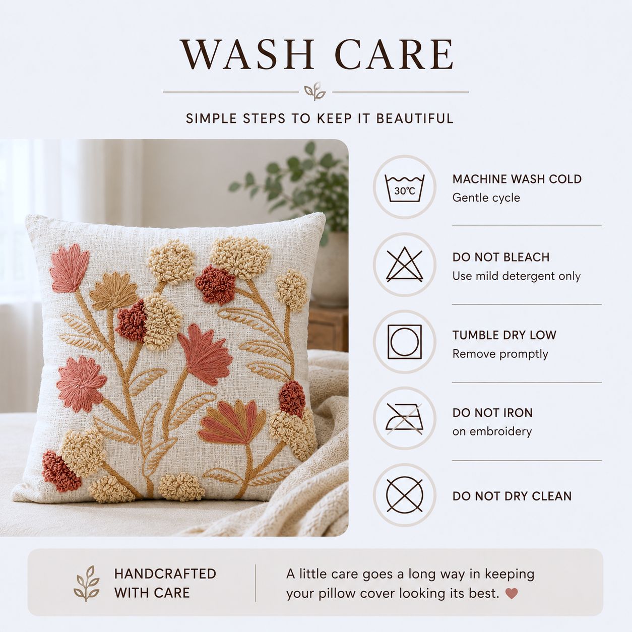Roselle Bloom Cotton Pillow Cover