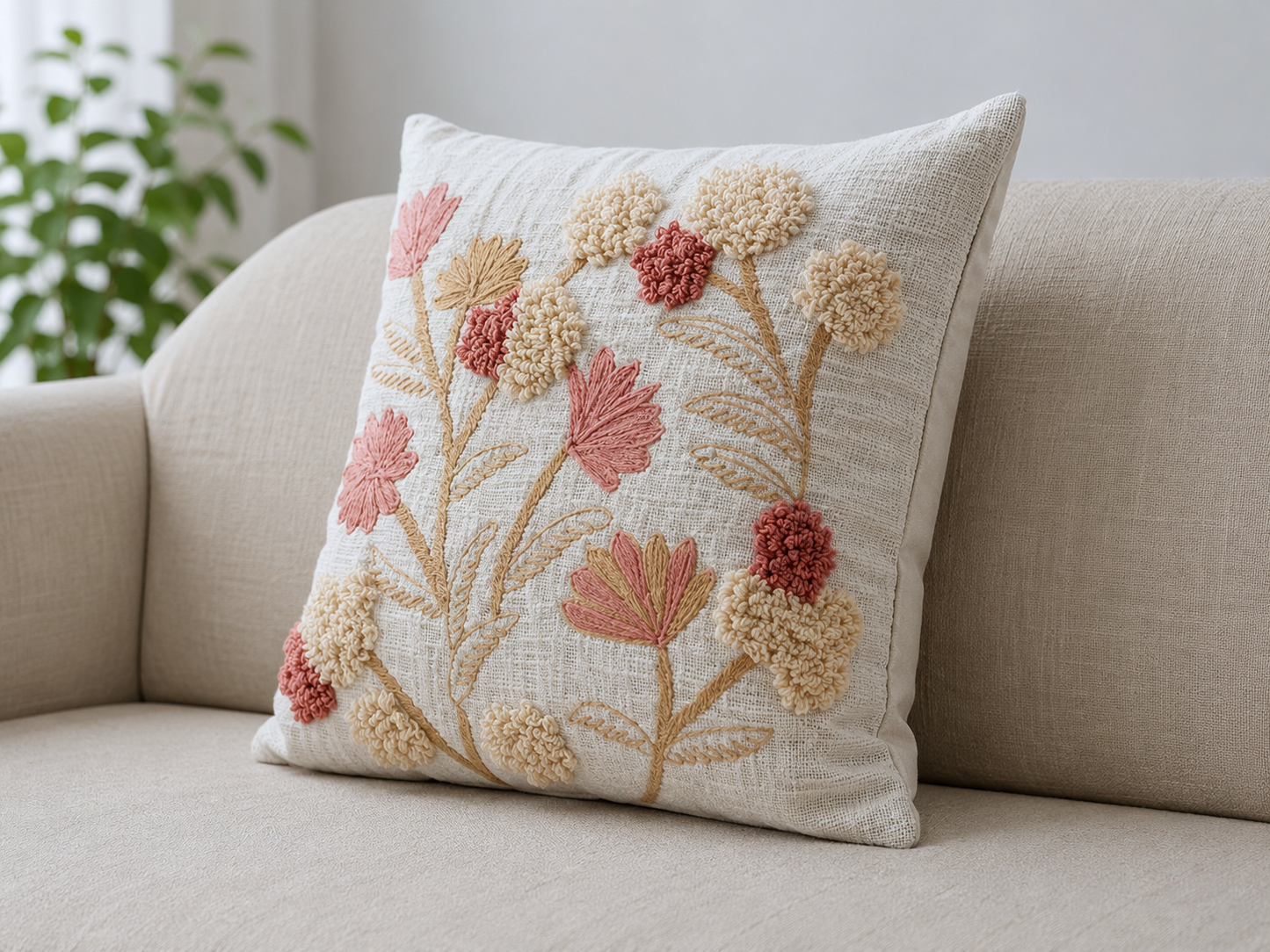 Roselle Bloom Cotton Pillow Cover