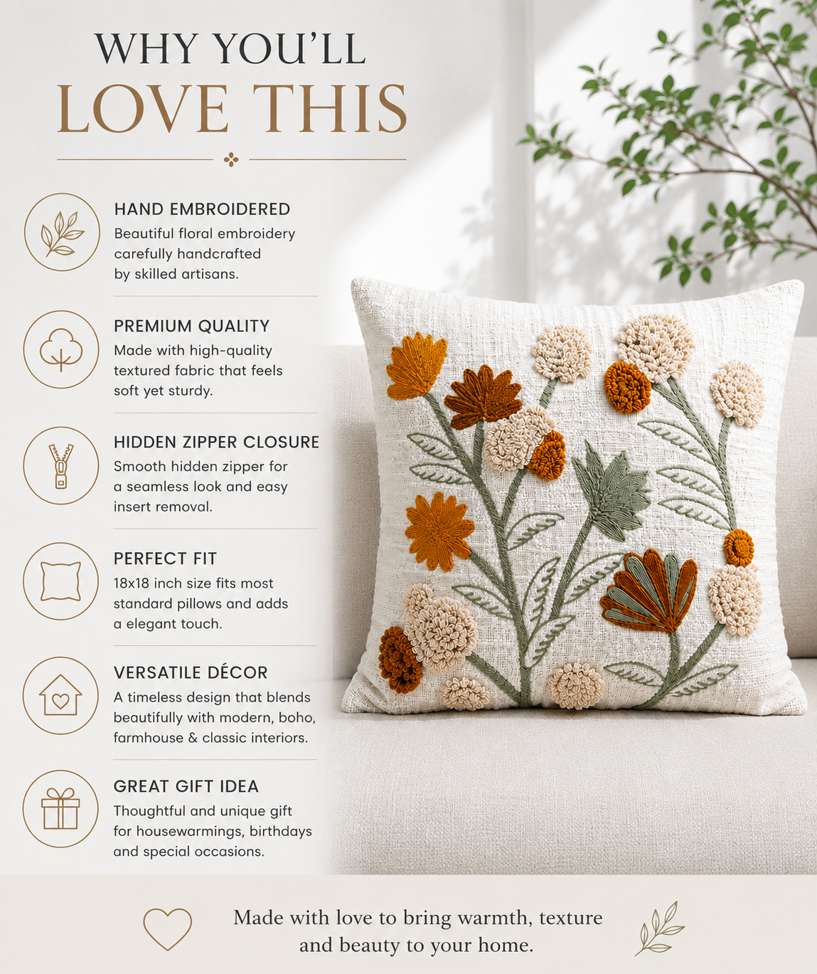 Wild Bloom Thow Pillow Cover