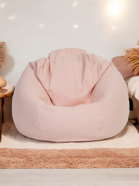Handmade Peach Cotton Bean Bag Cover: Large Bean Bag Chair Cover | Washable, Eco-Friendly Floor Seating for Living Room, Kids Room, Dorm