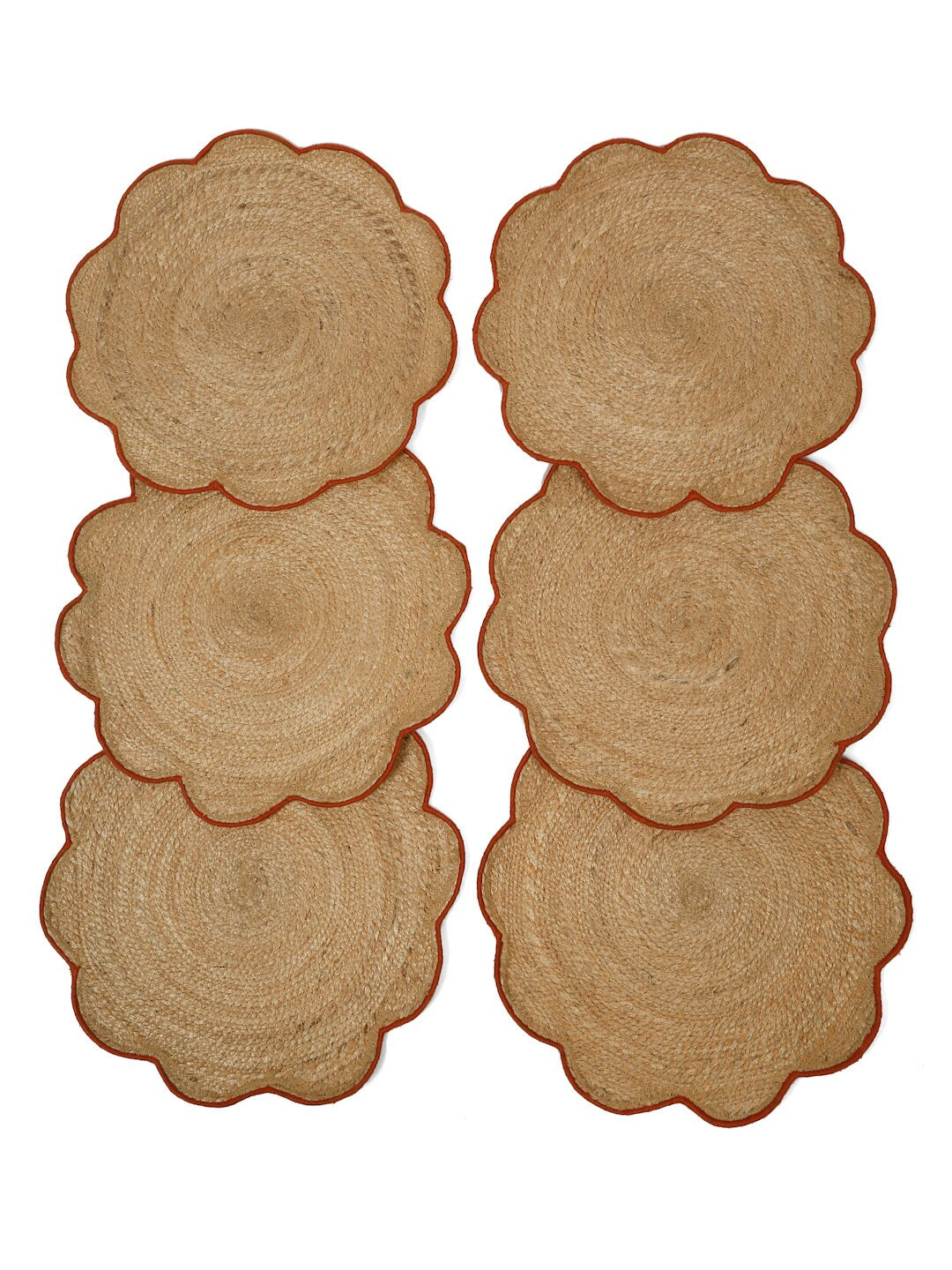Handwoven Jute Placemats (Set of 6): Rustic Floral Dining Table Mats