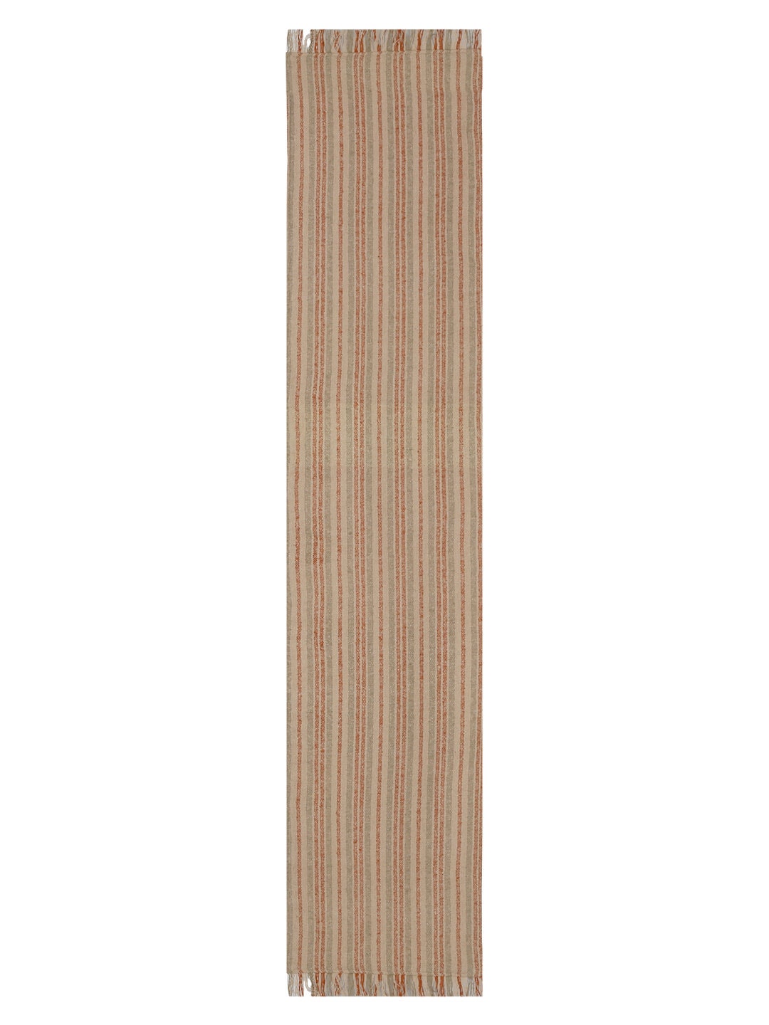 Handwoven Cotton Boucle Table Runner: Pumpkin Spice Stripe, 16x90”