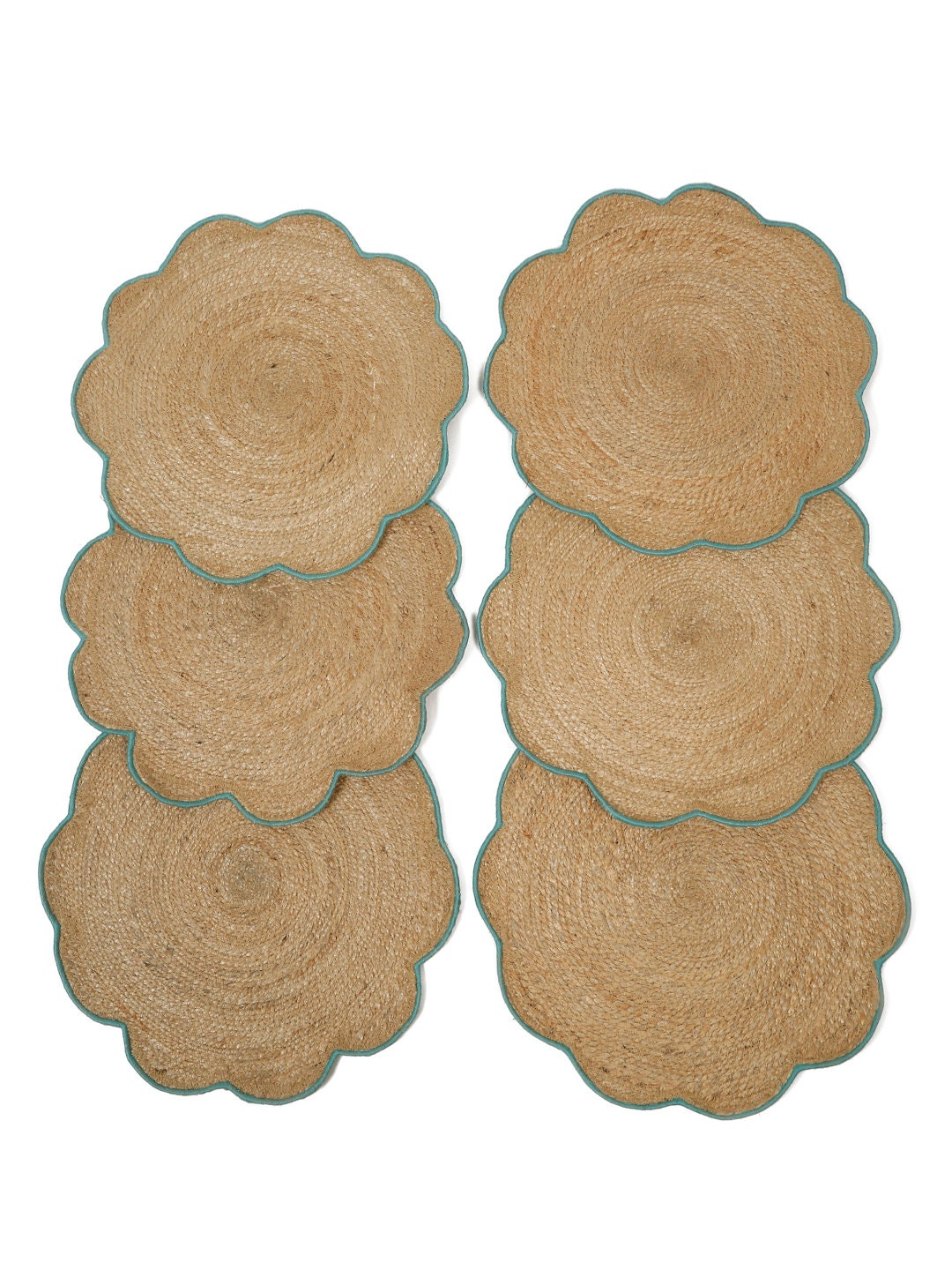 Handwoven Jute Floral Placemats (Set of 6): Natural Dining Decor