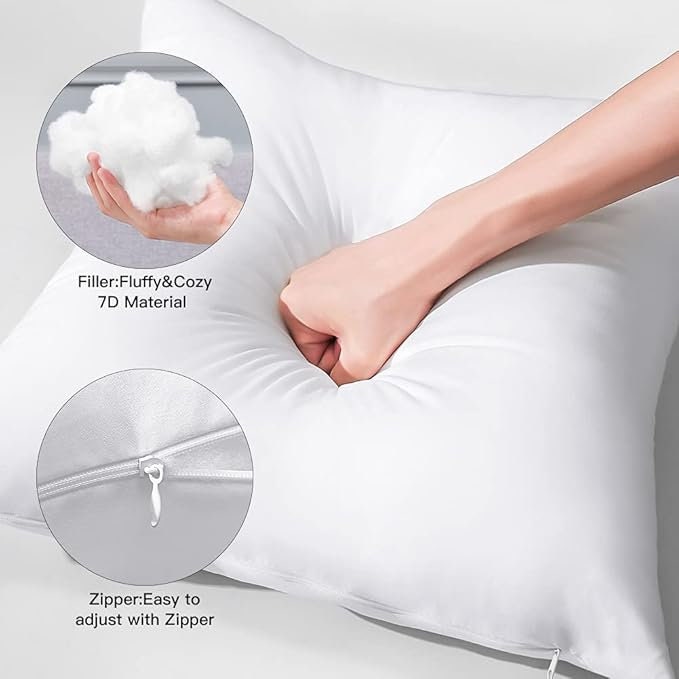 Hypoallergenic Pillow Insert | Soft Cushion Filler, Square & Lumbar