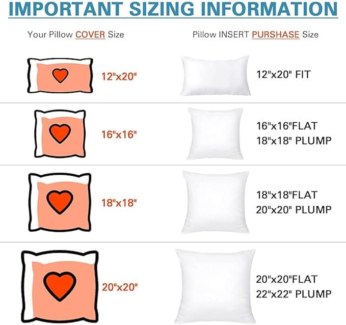 Hypoallergenic Pillow Insert | Soft Cushion Filler, Square & Lumbar