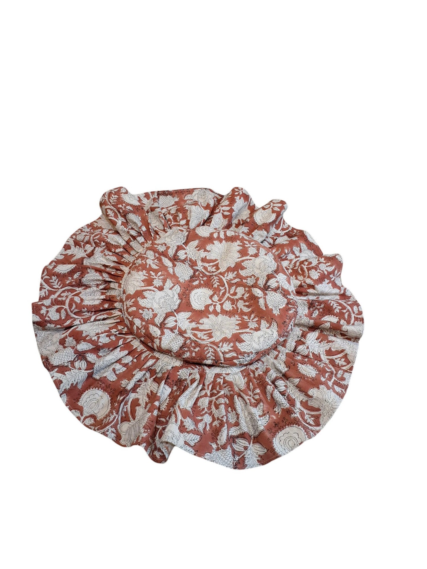 Hand Block Printed Floral Cotton Linen Bar Stool Cover: Farmhouse Slipcover