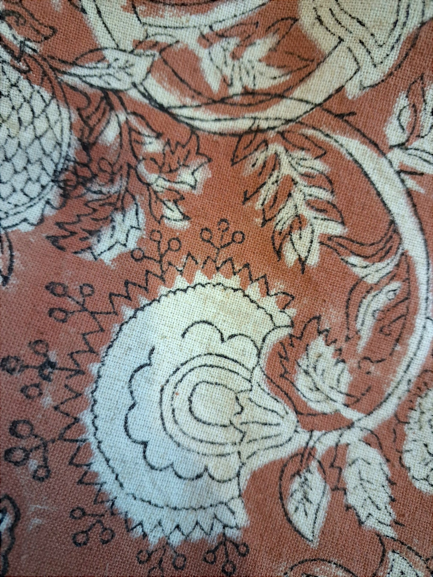 Hand Block Printed Floral Cotton Linen Bar Stool Cover: Farmhouse Slipcover