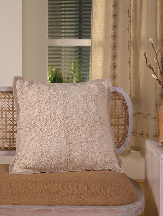 Handwoven Boucle Linen Pillow Cover: Neutral Farmhouse Cushion, 20x20
