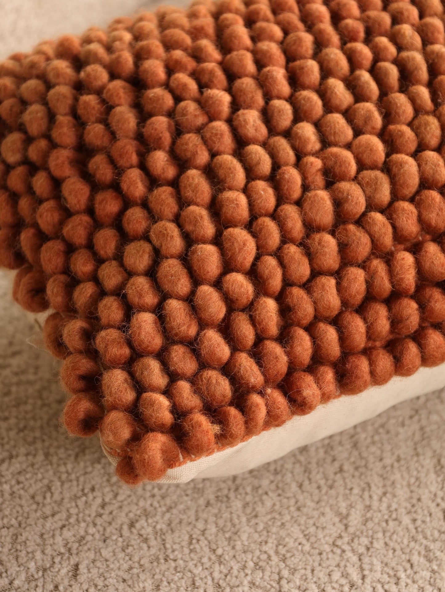 Handwoven Rust Wool Lumbar Pillow Cover: Handwoven Boho Lumbar Throw Pillow | Farmhouse Couch Accent | Decorative Fall Pillow Case