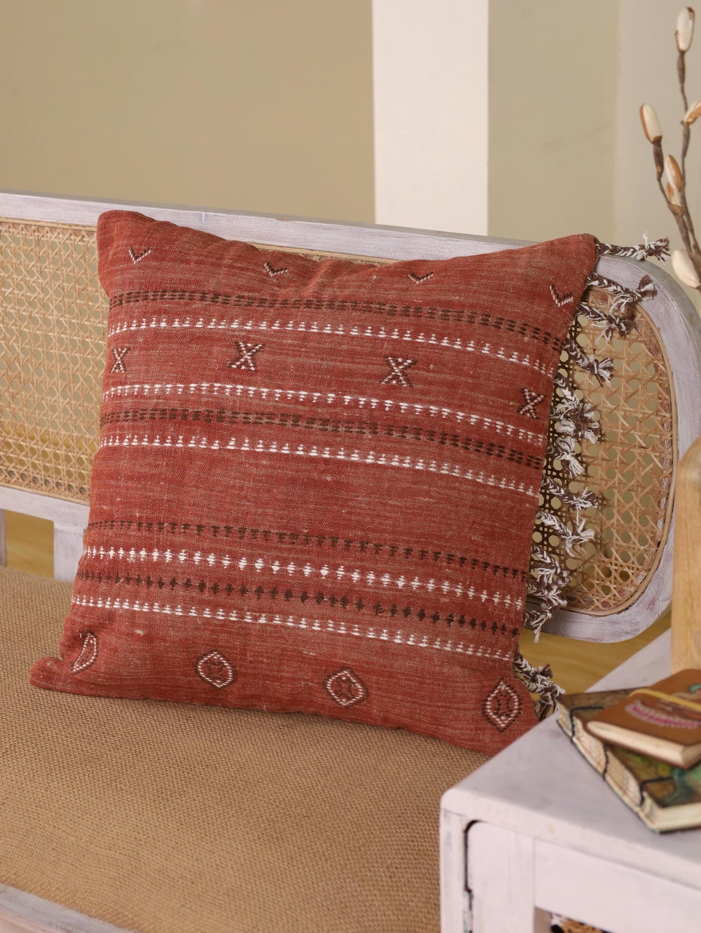 Bhuj Rust Linen Pillow Cover