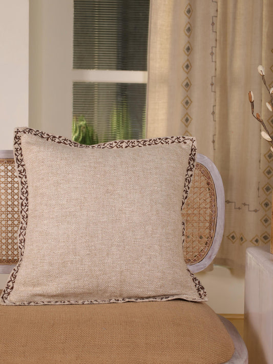 Handmade Embroidered Linen Pillow Cover: Farmhouse Floral Cushion, 20x20