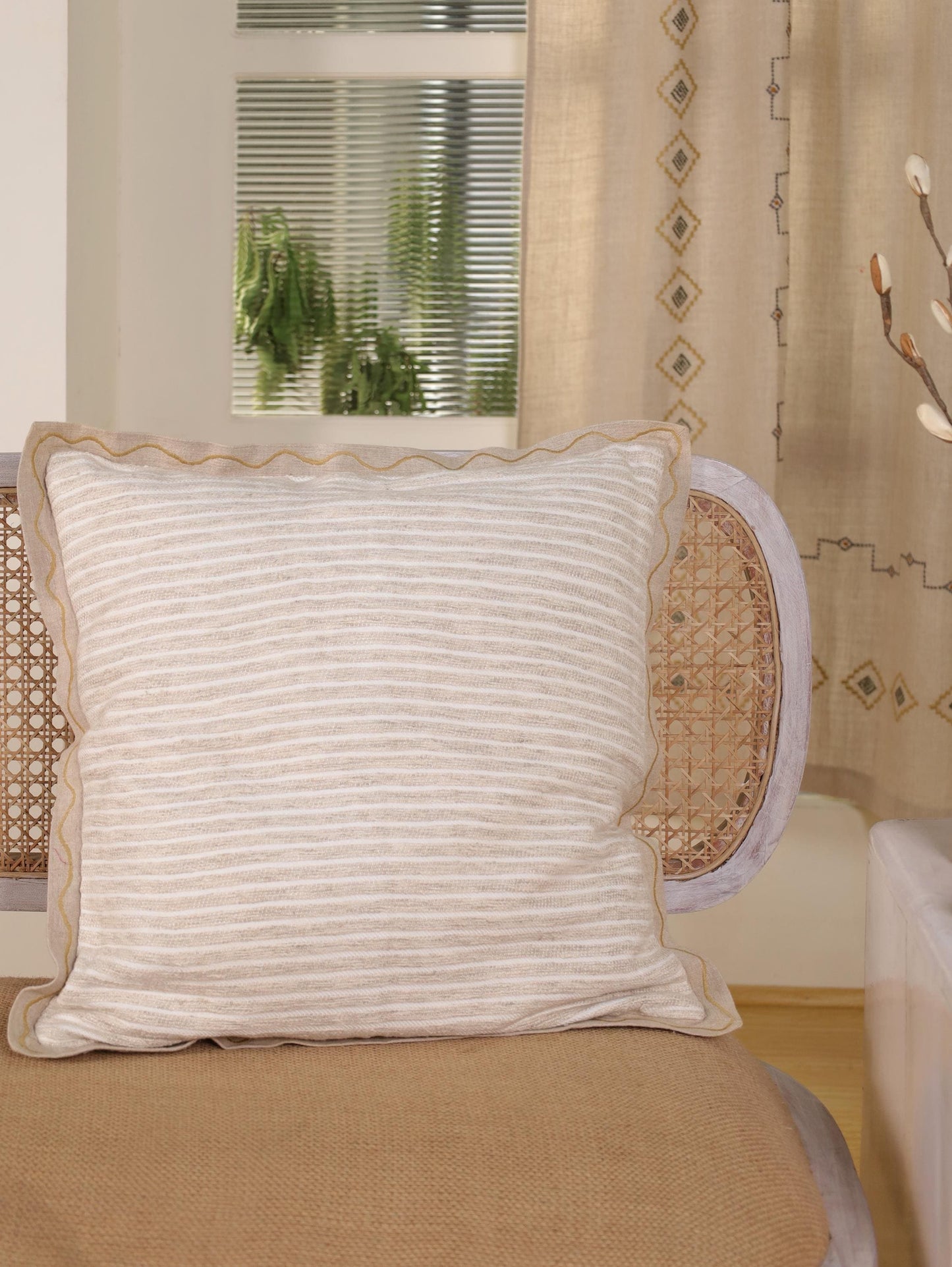Handmade Striped Linen Pillow Cover