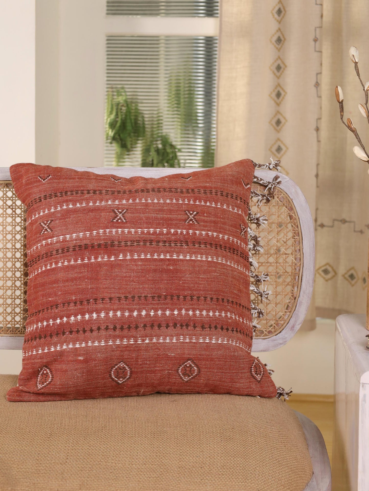 Bhuj Rust Linen Pillow Cover