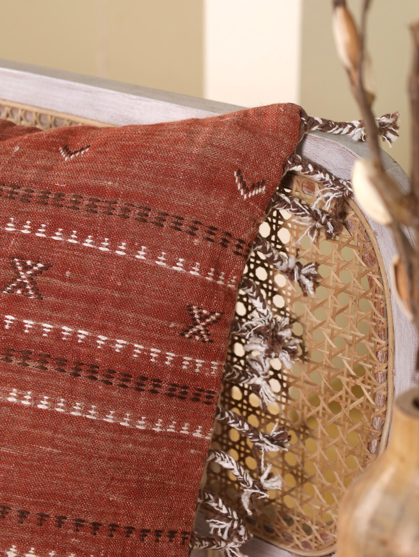 Bhuj Rust Linen Pillow Cover