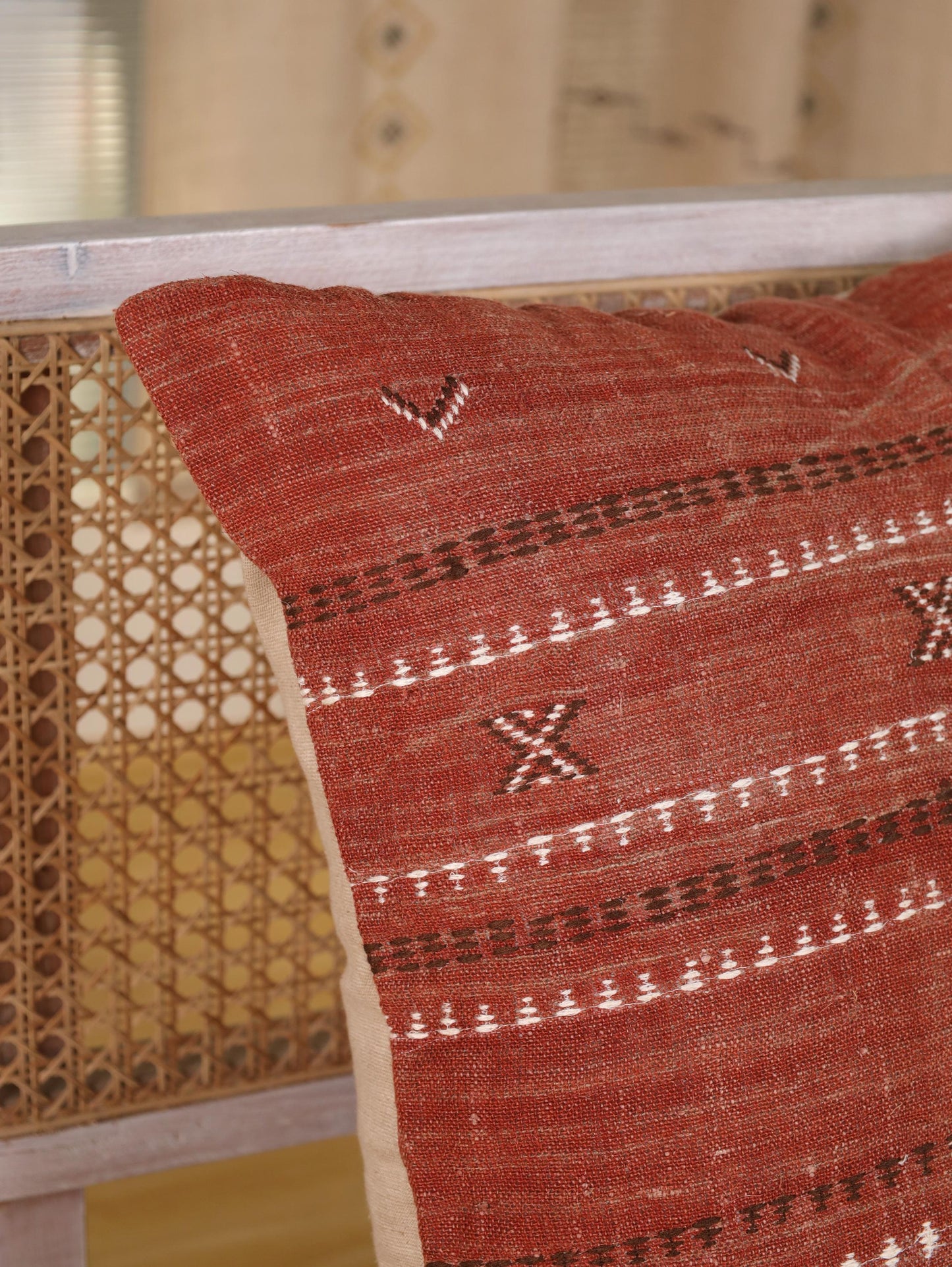 Bhuj Rust Linen Pillow Cover
