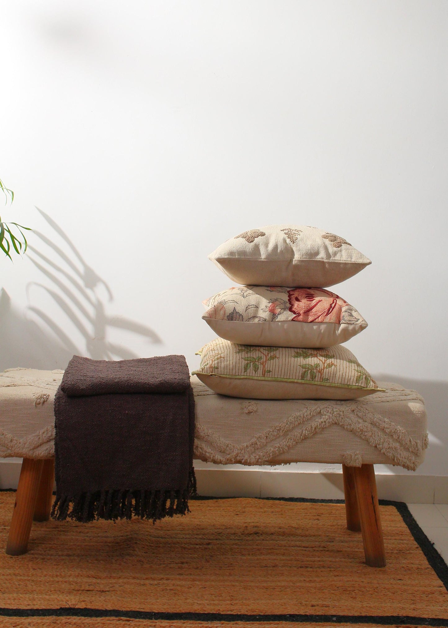Reversible Brown Boho Throw Blanket: Handloom Organic Cotton (68x52)