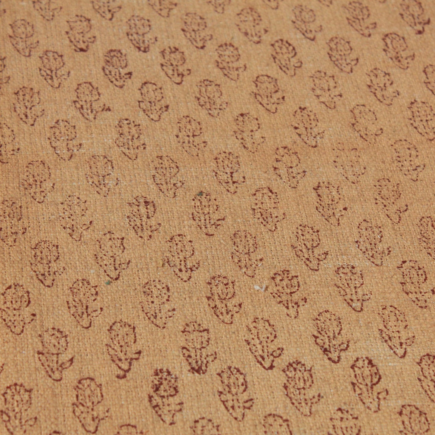 Peach Floral Linen Tablecloth: Hand Block Printed 52x70 Rectangle