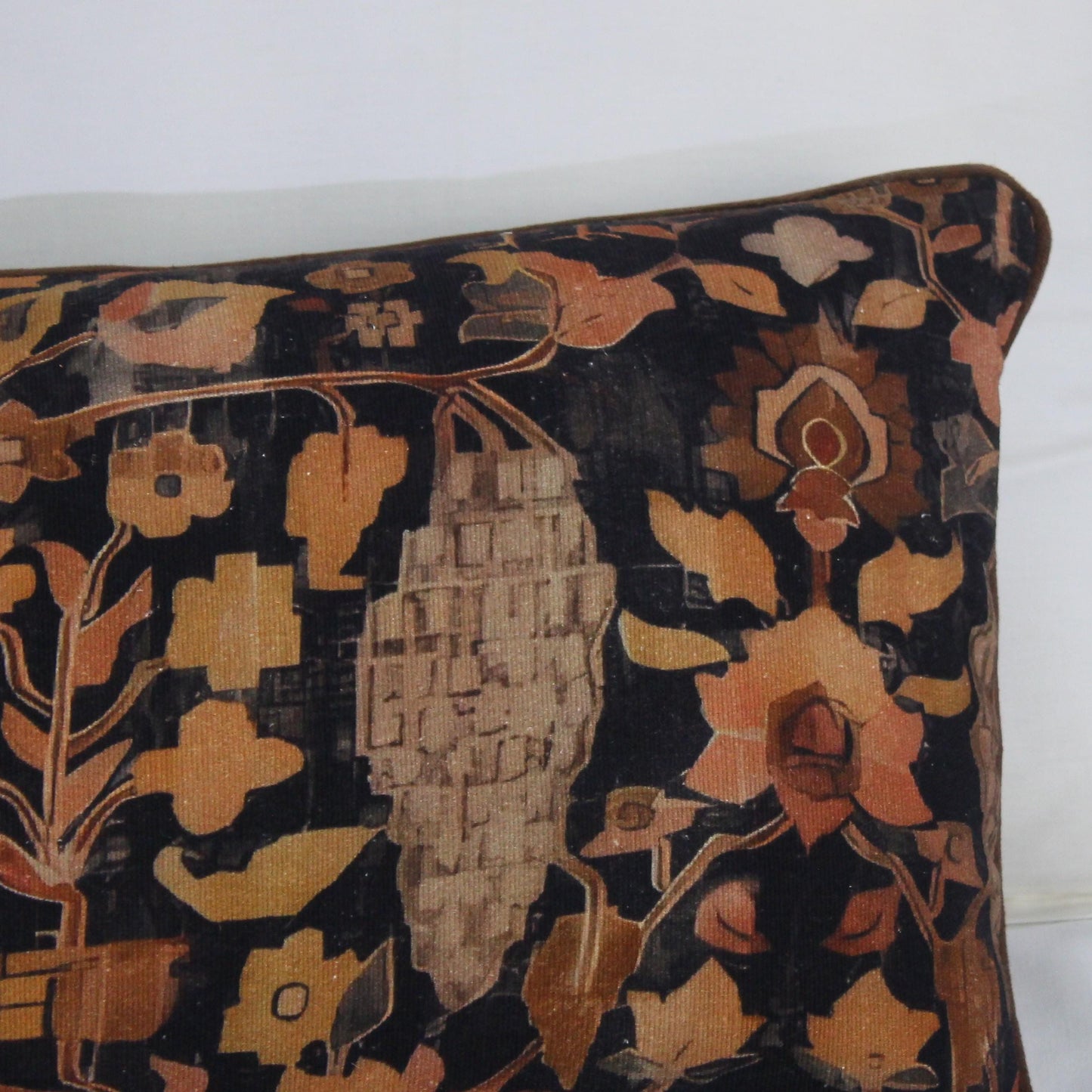 Hand Block Printed Bird Lumbar Pillow Cover: 14x40 Mud Cloth Cushion Cover | Long Boho Sofa Pillow | Handmade Decorative Couch Pillow Cover
