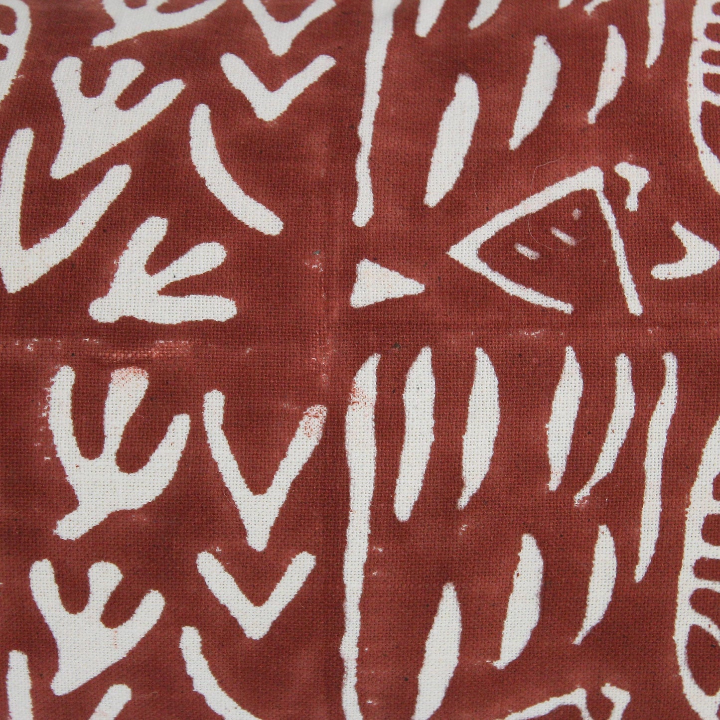 Hand Block Printed Lumbar Pillow Cover: Rust Brown Tribal Mudcloth, 14x40 Boho Decor