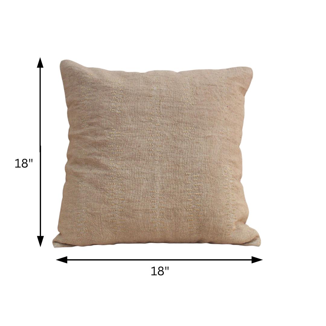 Set of 2 Linen Pillow Cover 18x18, Boho Neutral Throw Pillow
