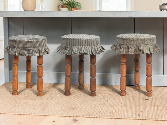 Set of 3 Linen Bar Stool Slipcovers