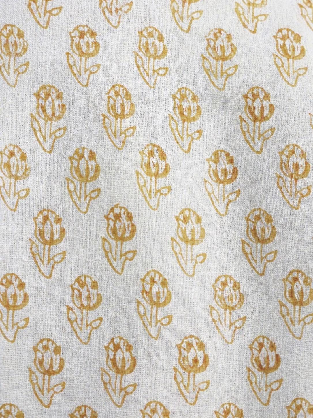 Hand Block Printed Floral Barstool Cover: Cotton Linen Slipcover, Farmhouse Dining Decor