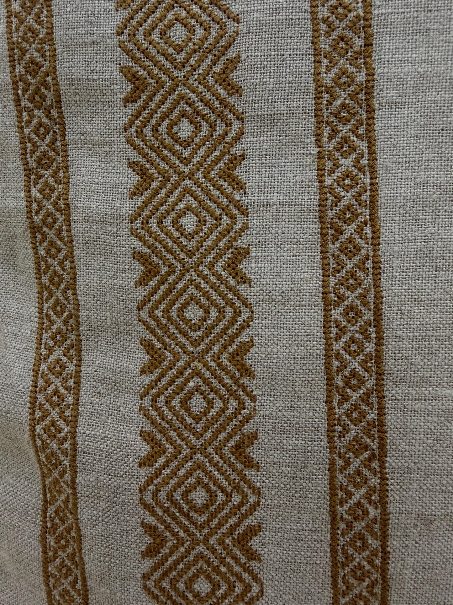 Embroidered Linen Pillow Cover, Beige 18X18" and 14X22" Cover, Handmade Neutral Throw Pillow for Sofa, Bed, Living Room Decor
